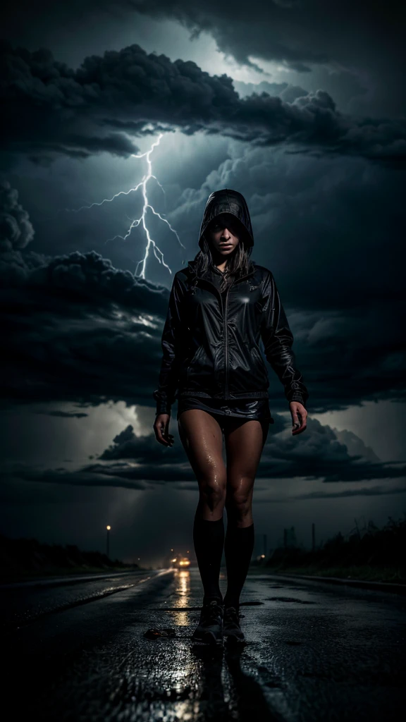 (highres:1.2),dark,ominous,detailed eyes and face,long eyelashes,terrified expression,running girl,dark atmosphere,stalking presence of death,horror,scary scenario,thunderstorm,rainy night,portraits,horror photography,shadows,desperate escape,tense,panic,uneasy,foreboding,haunting,ominous presence,lightning,heavy rain,wet streets,dark silhouette,mysterious figure,chasing,danger,nightmare,fear,hopelessness,darkness,nighttime,stormy weather.
