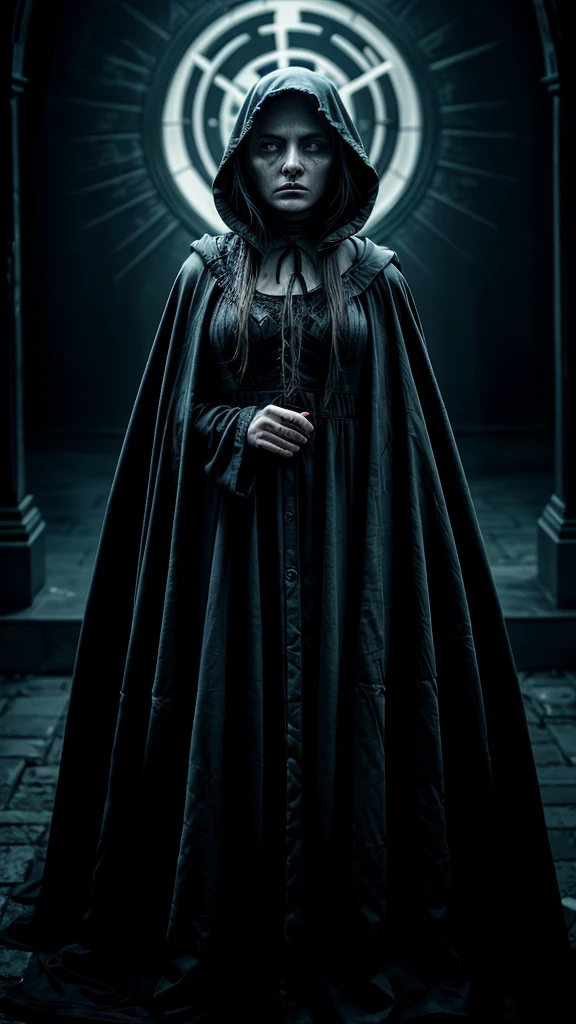 (black grim reaper,scary reaper,hooded figure),terrified girl,sharp scythe,(dark,crypt-like) background,cold mist,ominous atmosphere,creepy shadows,ominous presence,dark aura,spooky setting,panicked expression,fearful eyes,frozen in fear,horrifying encounter,mysterious figure,horror scene,dreadful moment,secrets of the afterlife,sinister being,haunting presence,nightmarish vision,gothic style,unearthly silhouette,death personified,macabre theme,intense emotions,goosebumps-inducing,unsettling ambiance,heart-pounding fear,ominous feeling,moment of peril,intense suspense,dark destiny,frantic escape,haunting beauty,breathless terror,apprehensive atmosphere