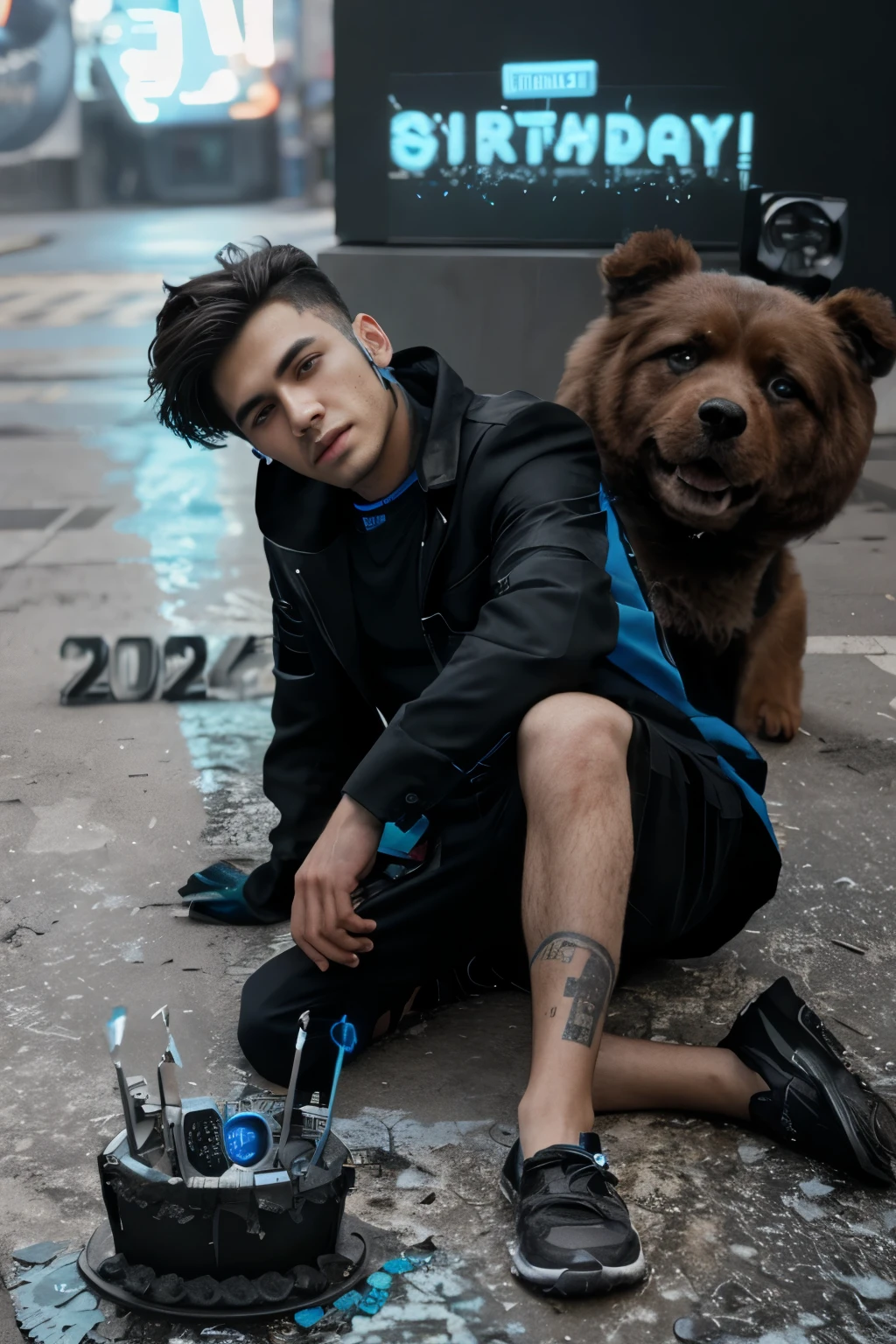 Change background cyberpunk handsome boy,realic face 8k,ultra realistic