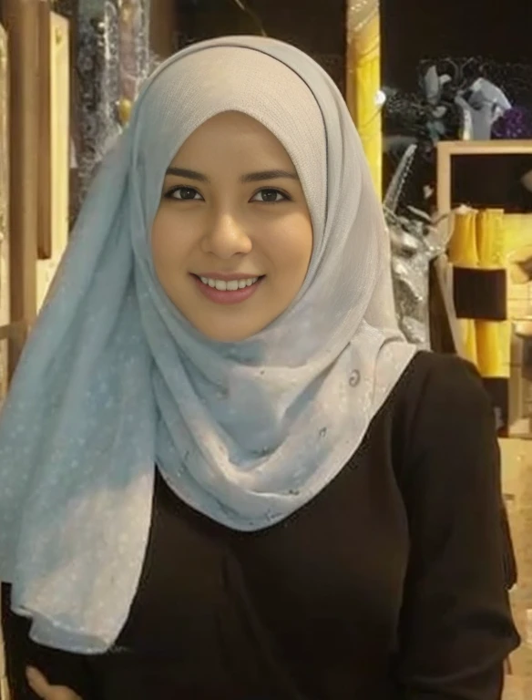 sexy girl using hijab, slim faces, (RAW photo:1.2), (photorealistic:1.4),(masterpiece:1.3),(best quality:1.4),ultra high res,(detailed eyes),(detailed facial features),(detailed clothes features),HDR,8k resolution, skin tight, (((high detailed skin,visible pores))), dreamlike, 1 girl, tall body, slim faces, body abs:1.2, 30 years old, medium breast, wearing lingerie croot top with hijab, full body, beautiful shy smile, wearing high heels
