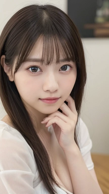Tabletop、(highest quality、4K、8k、High resolution、masterpiece: 1.2)、Very detailed、(Genuine、photoGenuineistic、photoGenuineistic: 1.37)、Full Body Shot、Complex and beautiful eyes、woman、Twin tail hair、(Big Breasts:1.4)、Natural color lip、whiteTshirt、Bold and sexy pose、smile、Ocean、20-year-old girl、A cute and sexy shot of her looking at the camera。