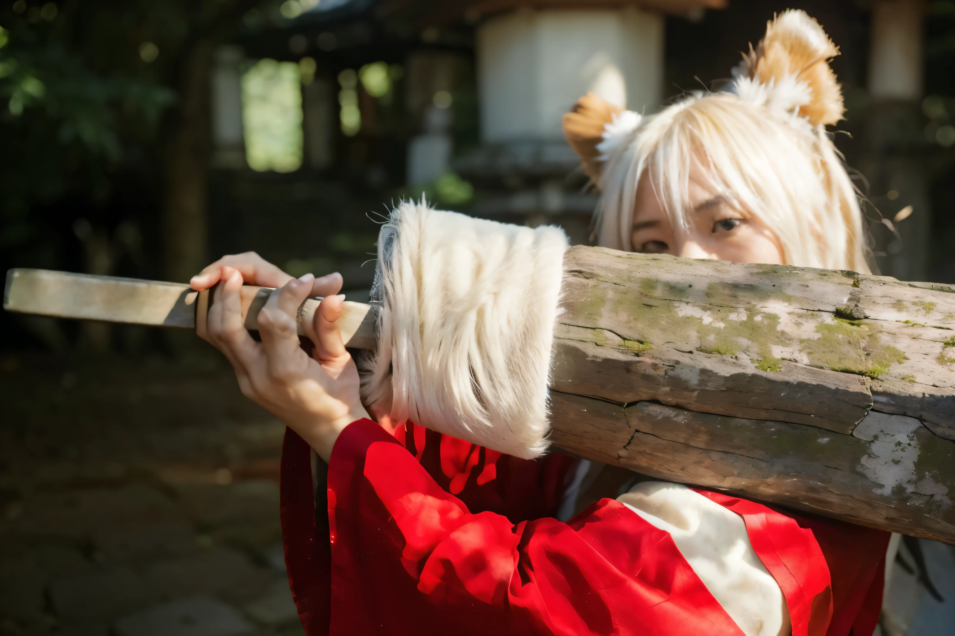(Best quality, 8k, 32k, Masterpiece, UHD:1.2) "Imagine the serene and spiritually rich setting of the Higurashi Shrine from the world of InuYasha. Describe a traditional Shinto shrine situated in the heart of modern Tokyo, yet exuding an aura of ancient mystery and tranquility. The shrine grounds are meticulously maintained, with stone pathways leading to various shrine buildings, including the main hall, smaller auxiliary shrines, and the family's living quarters.
At the center of the shrine complex stands the Sacred Tree, or Goshinboku, a towering and majestic tree with an ancient, gnarled trunk and wide-spreading branches. The tree is a living relic, its bark bearing the scars of time, including the mark where InuYasha was once pinned by Kikyo’s sacred arrow. Its leaves rustle gently in the breeze, creating a soothing, whispering sound that adds to the shrine's tranquil atmosphere.
Describe the contrast between the bustling city life outside the shrine and the peaceful, almost timeless quality within its grounds. The shrine is a sanctuary where visitors come to pray, make offerings, and seek blessings. Kagome Higurashi, the shrine maiden, tends to the shrine with her family, performing traditional rituals and maintaining the sacred spaces.
Highlight the significance of the Bone-Eater's Well, a key feature within the shrine grounds. This ancient well, covered by a simple wooden structure, serves as a mysterious portal between the modern era and the feudal past. The area around the well is often bathed in a soft, ethereal light, hinting at its magical properties.
Describe the daily life at the Higurashi Shrine, focusing on Kagome's interactions with her family and the visitors who come to seek solace and guidance. Emphasize the spiritual significance of the Sacred Tree (Goshinboku) as a symbol of enduring strength and connection between the past and present, and its role in Kagome's journey between the two worlds."