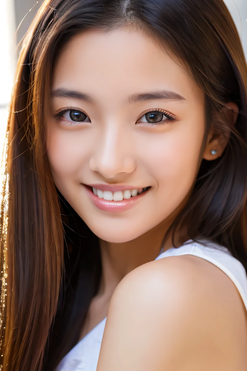 21 years old、smile、Beautiful eyes、shine、