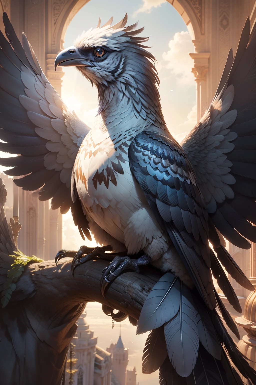 Majestic, Behemoth Bird with Silver-Like Plumage and Oversized Feathers
This stunning creature, a towering bird of extraordinary size, is adorned with feathers that seem to shimmer like silver in the sunlight. Their vast wings stretch out like a canopy, giving a majestic air to this awe-inspiring being. Its eyes shine with a wisdom that brings a sense of mystery and awe to those who lay their gaze upon it.
