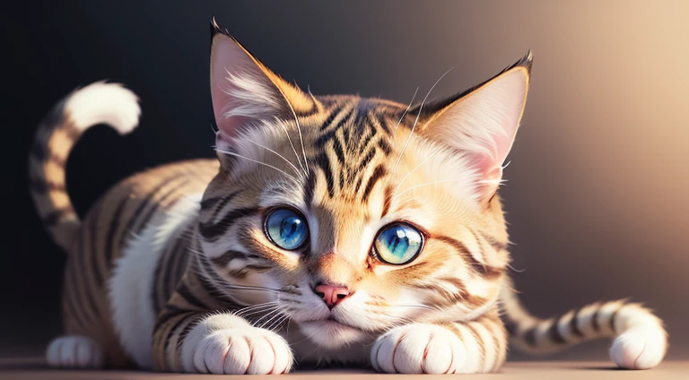 Cute cat, Beautiful Eyes, Without humans, Realistic Style, high qualityのレンダリング, Smooth Hair, Exquisite detail, Real cat, Surrealism, High detail, Super detailed, high quality, High details, masterpiece, Accurate