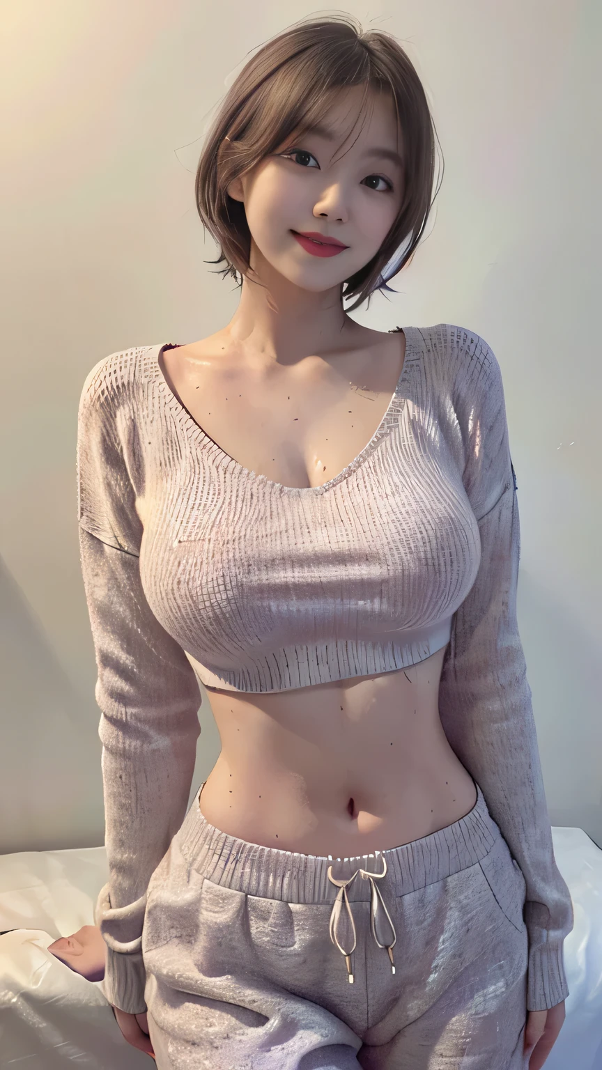 Best image quality、original photo、Ultra-high resolution、21 years old, South Korea、Dynamic Angle、Cowboy shooting、The most beautiful form of chaos、elegant、Innovative design、Vibrant colors、Beautiful white hair、Short Bob、Smile、Fair and shiny skin、beautiful eyes of random colors、The details are very beautiful、Thin lips、Detailed beautiful eyes、Eyes become longer、Pale pink cheeks、Long eyelashes、Beautiful double eyelids、Eyeshadow、Random Location、big sweater、Baggy pants、Random Direction Photos、casual sexy pose、Breast enlargement,Random Clothing,Enlarged and protruding nipples,Wet nipples exposed