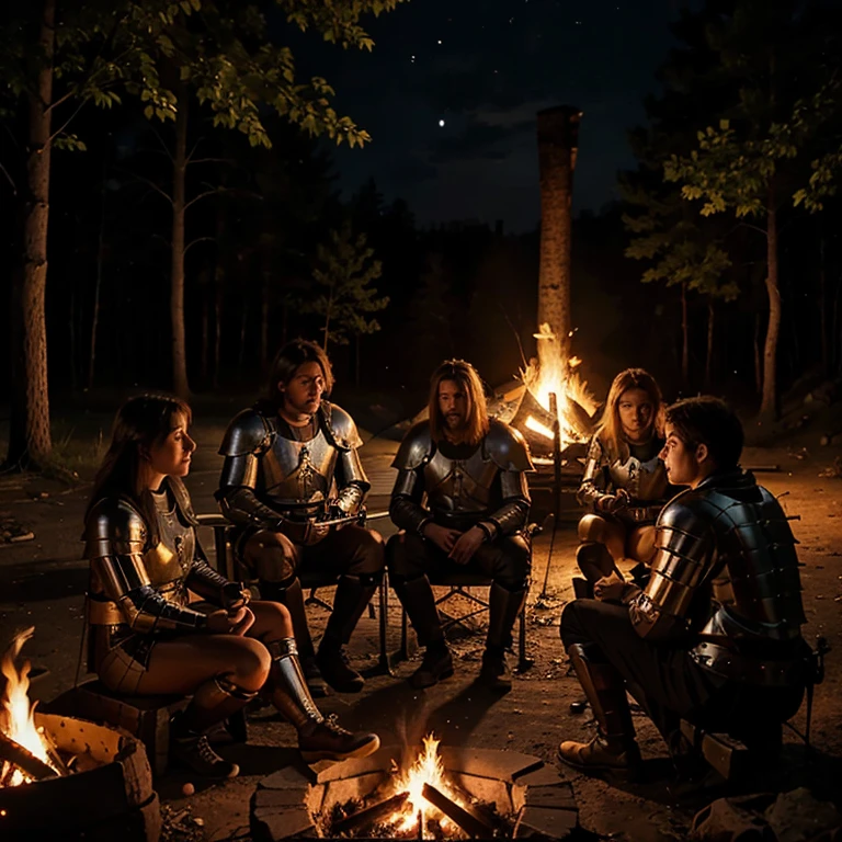 5 knights sitting in a campfire talking about life is 