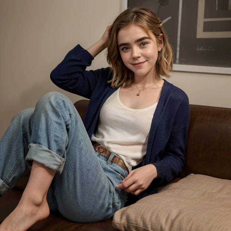Kiernan Shipka dressed in sexy casual clothes and smiling