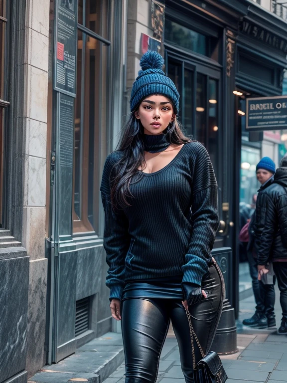 {(Georgina Rodriguez, usando (black thermal flannel leather leggings with quadriceps marking - FashionLeg), e um ((moletom {azul}, with Stylish Toca De Frio Beanie in azul wool), (sensual)corpo peito, quadril longo, cintura fina, longo, thick thighs with quadriceps muscles,}, Paris.
INFO