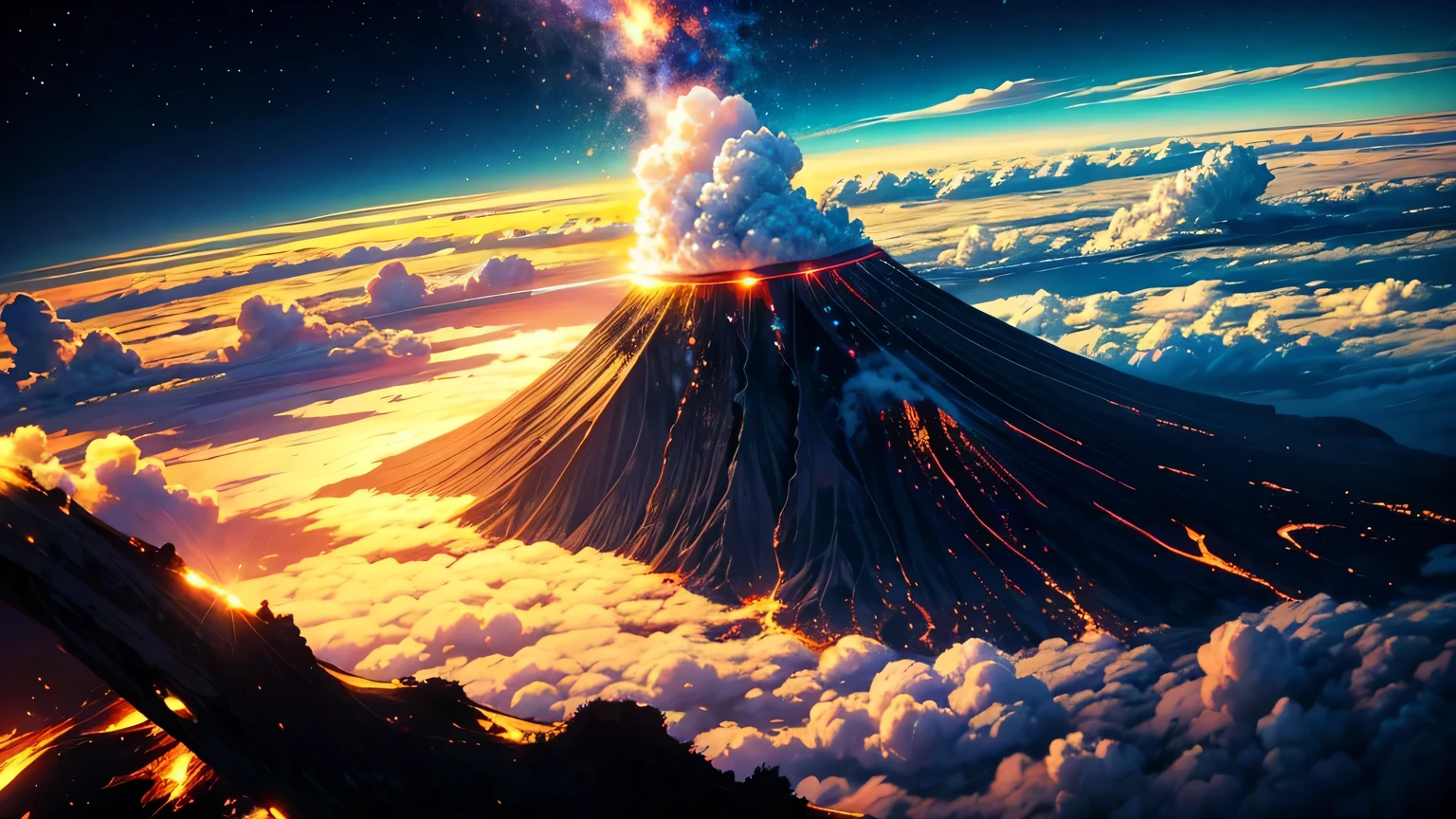 Sea of Clouds,volcano,Shining Gold