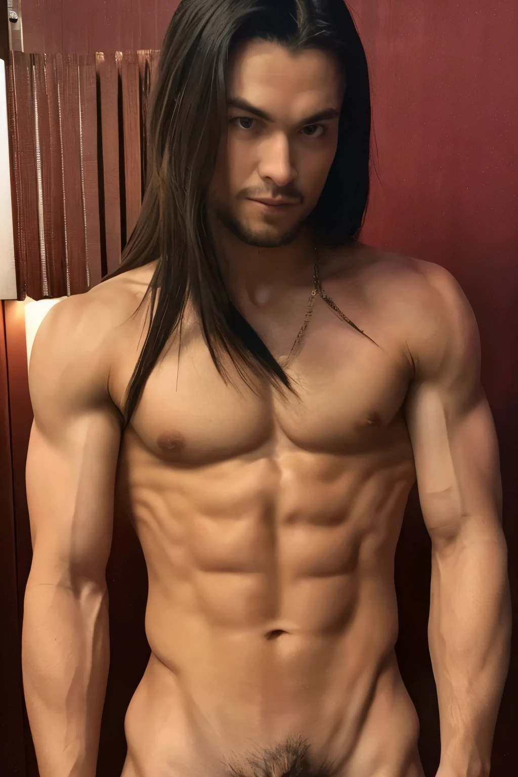 Long haired man　Muscular　penis