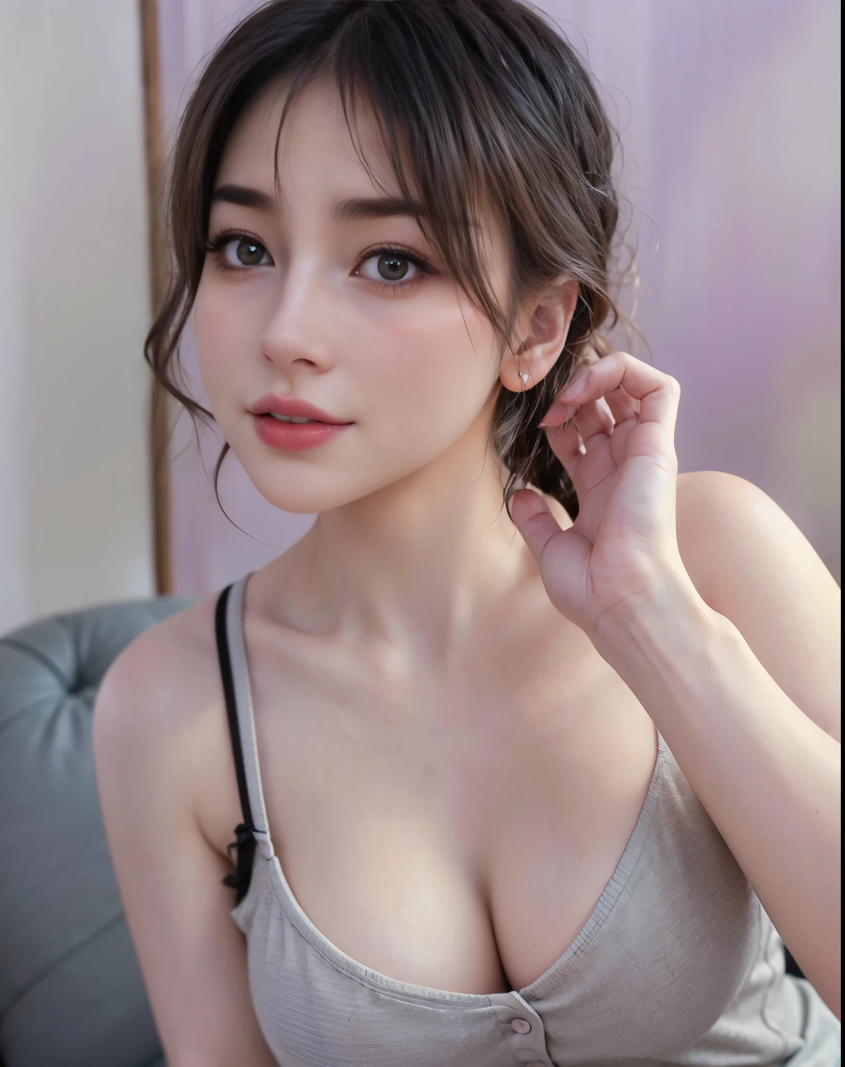 ((Best quality, 8k, Masterpiece :1.3)), Sharp focus :1.2, A pretty girl 24 years old with perfect figure :1.4, Slender abs :1.3, Raw photography、超A high resolution, full body, Best Quality, Ultra High Definition, (Photorealistic:1.4), Detailed Photo, Smiling, Sexy, Facing Camera, Close-up (Masterpiece: 1.3), (8K, Photorealistic, Best Quality: 1.4), (1girl), Beautiful Face, (Realistic Face),Beautiful Hairstyle, Realistic eyes, beautiful detail eyes, (realistic skin), beautiful skin, (sweater), absurd, attractive, ultra high resolution, ultra realistic, high definition, golden ratio,Good hands、10、high-reaster-piece、highest quality、head:1.3、((Hasselblad photo))、Fine Skin、crisp focus、(Light like a movie)、gentle lighting、Dynamic Ungle、[:(detailed face:1.2):0.2]、
Negative Pro, ((detailed face )),(detailed body ) , (((The massage central))), (((room master))), Highly detailed face and skin texture, Detailed eyes, Double eyelid,huge breasts,masterpiece,super fine eyes,super fine hand,Wearing jewelryrealistic, face zoom, perfect makeup,Dynamic Lighting