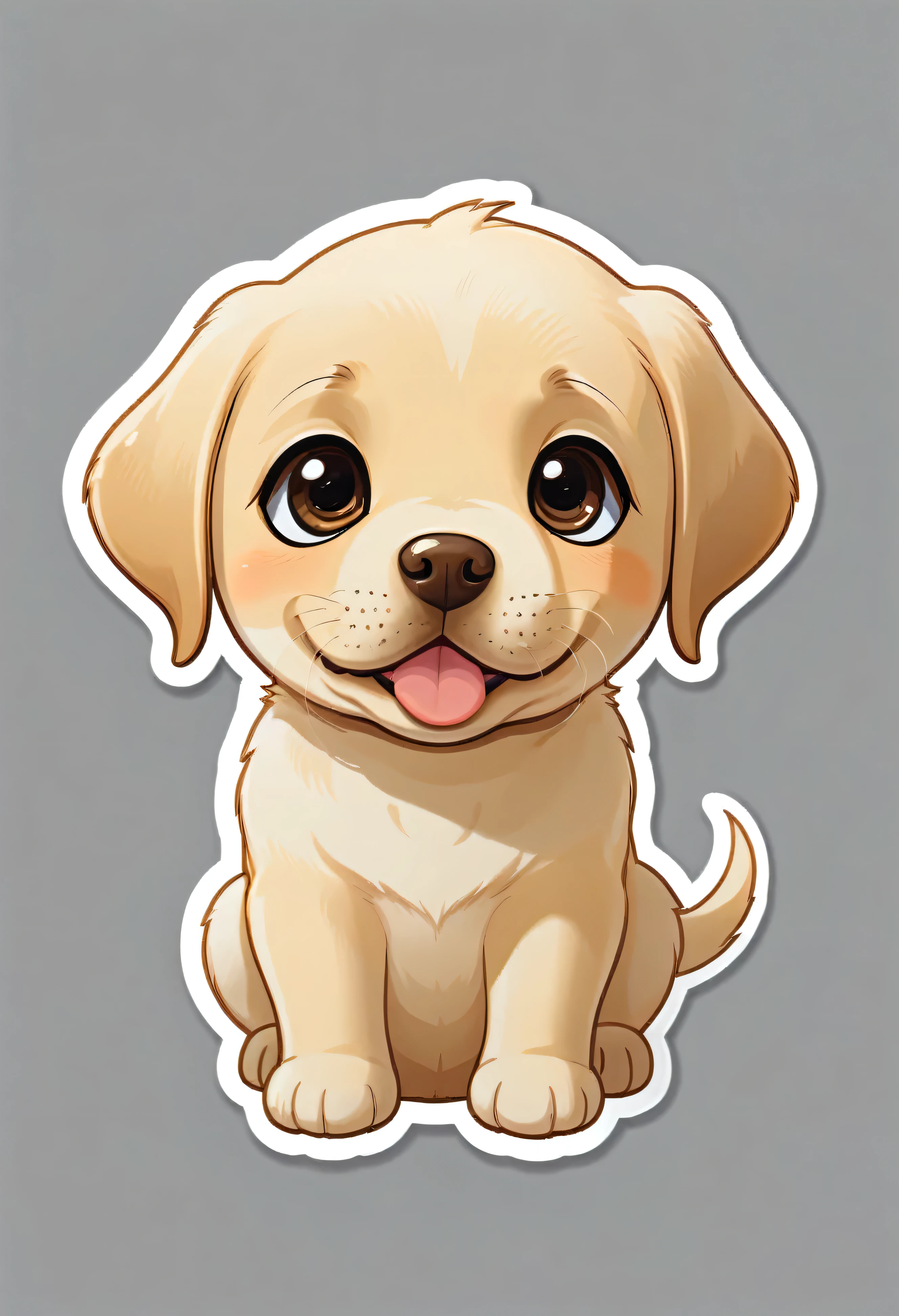 1 sticker, puppy, Labrador Retriever, Round eyes, Cute eyes, Cute gestures, Cute expression, Simple Background