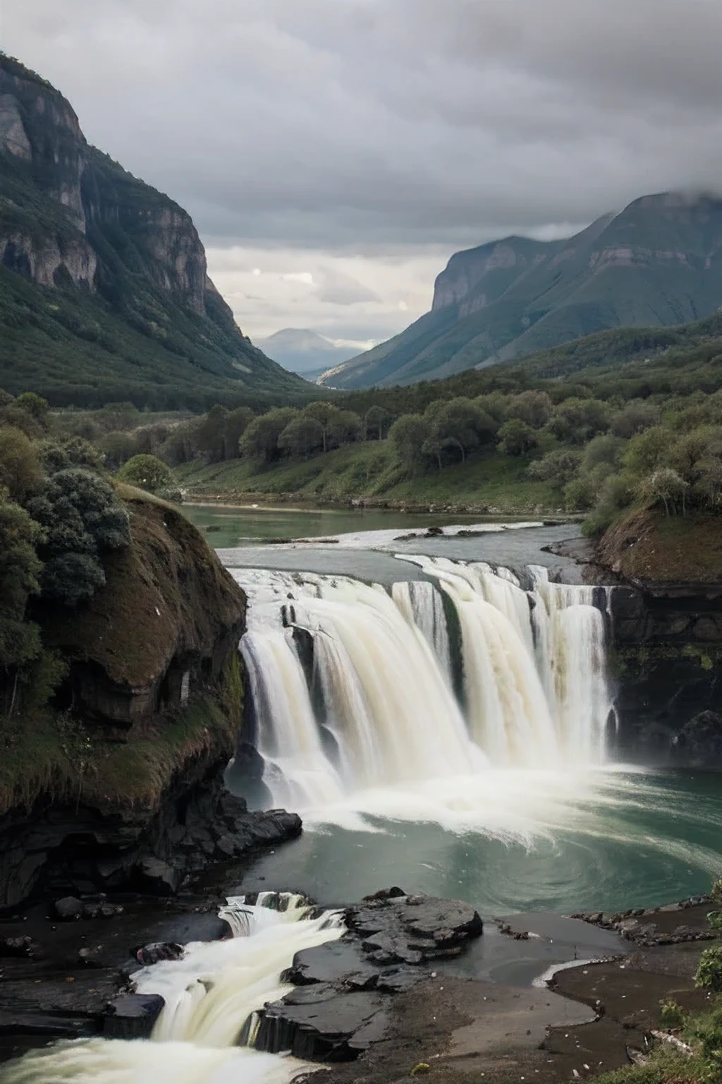 Waterfall, rainy weather, a beautiful scenery 