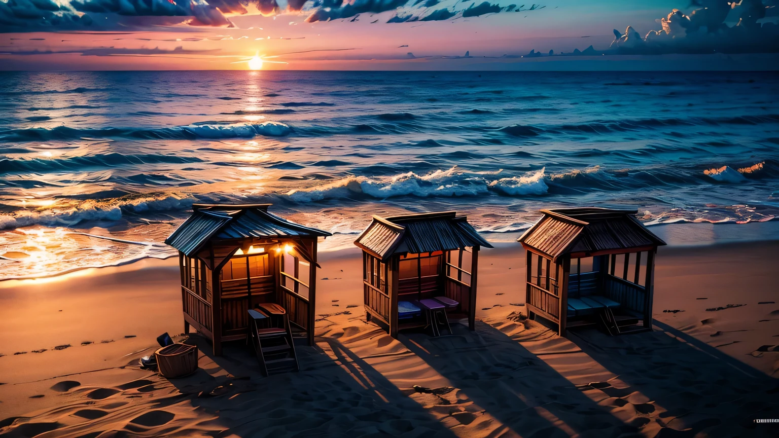 Sand stalls，Sunset，A colorful world