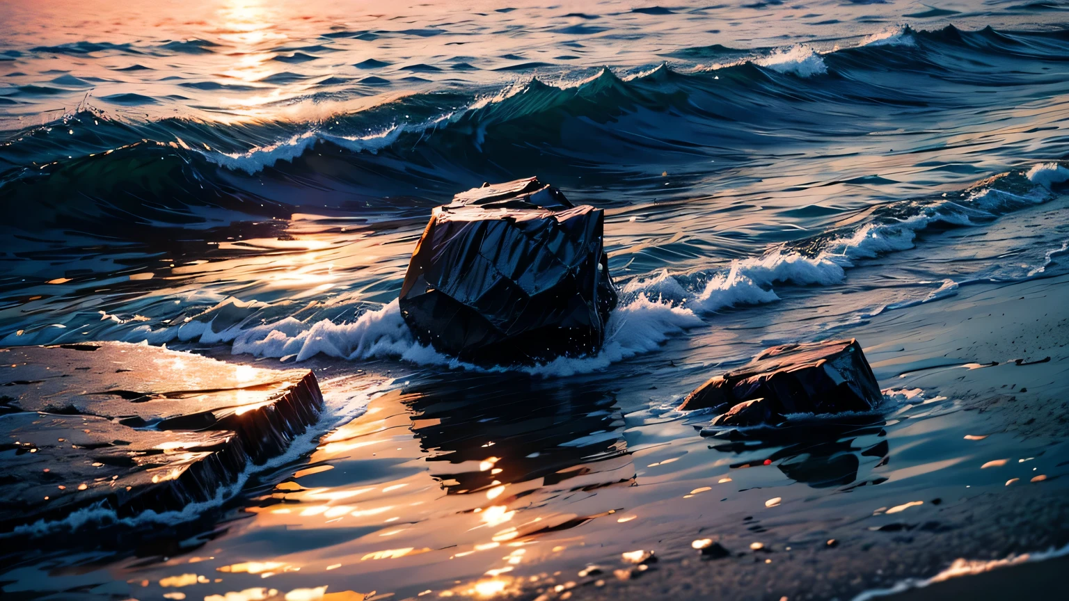 Sea stalls，Sunset，Crystal clear