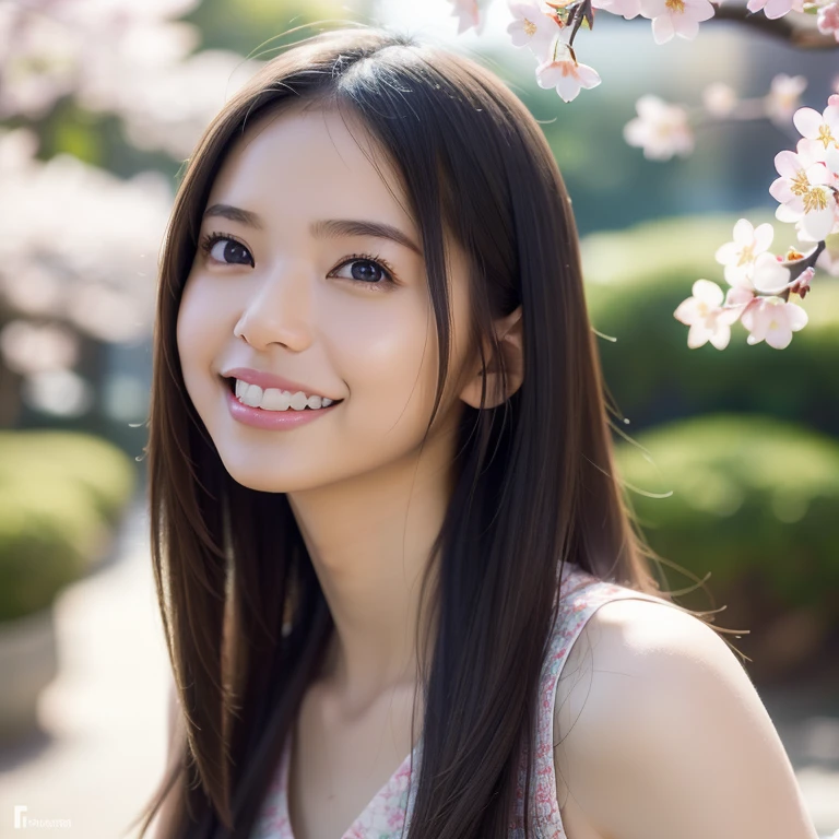 9k, masterpiece, RAW photo, best quality, photorealistic, extremely detailed CG unity 9k wallpaper, Depth of field, Cinematic Light, Lens Flare, Ray tracing, (extremely beautiful biracial face, beautiful lips, beautiful eyes - one half Japanese, the other half Colombian), intricate detail face, ((ultra detailed skin)) 1girl, in the park, natural light, Japanese Colombian girl, mixed heritage, 1 girl, (very slim slender fit-muscled body:1.3), ((looking at viewer)), (bright smile:1.3), (spring day, (cherry blossoms
