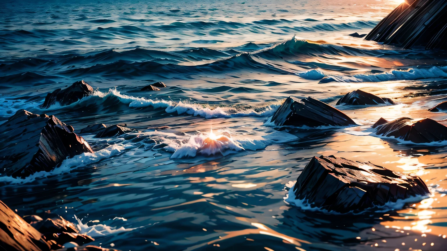 Sea stalls，Sunset，Crystal clear