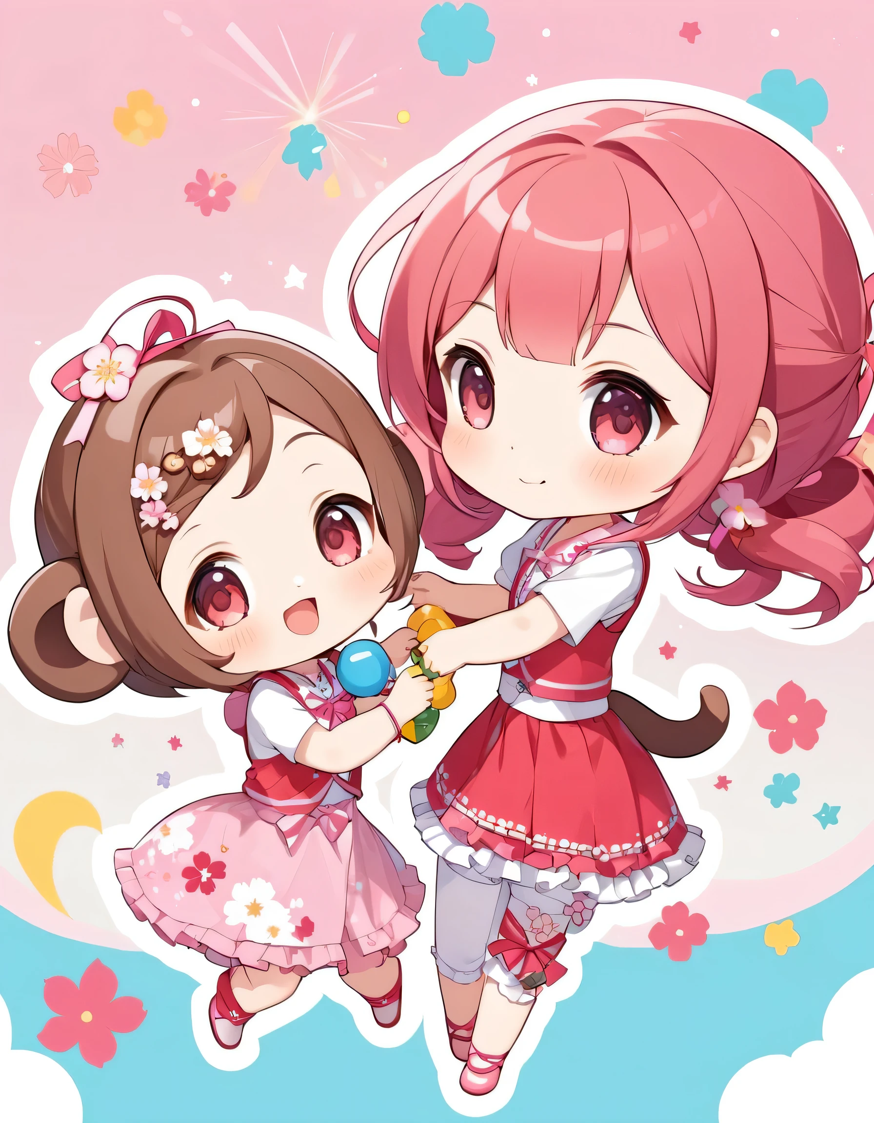 Momoko Sakura Style, Kawaii Design, most beautiful girl ever、Chibi, monkey、playing together,