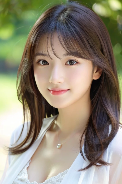 (((8ｋ,Attention to detail,Attention to detail、highest quality，masterpiece,Attention to detail))),RAW Photos & Realistic atmosphere,beautiful黒い瞳,Mouth Details,Glossy lips,Thin eyebrows,beautiful Eyes、Soft white skin that shines in every detail、彼女の深い黒色の目はとてもbeautifulです,とてもbeautiful顔,とてもbeautiful顔、A vivid face,beautiful, Glistening lips,beautiful Eyebrows,Infinite Reality, Realistic Young Gravure Idol,Very cute woman , Young Gravure Idol, Young Gravure Idol, とても美しくてかわいいbeautiful 21 year old 美女,Incredibly beautiful and elegant，beautiful 21 year old 美女,Natural soft light,（Shiny Hair,,beautiful and kind eyes：1.5）,A kind smile,Shapely breasts,Long Hair,beautiful posture,No makeup,Let&#39;s take a look at the camera