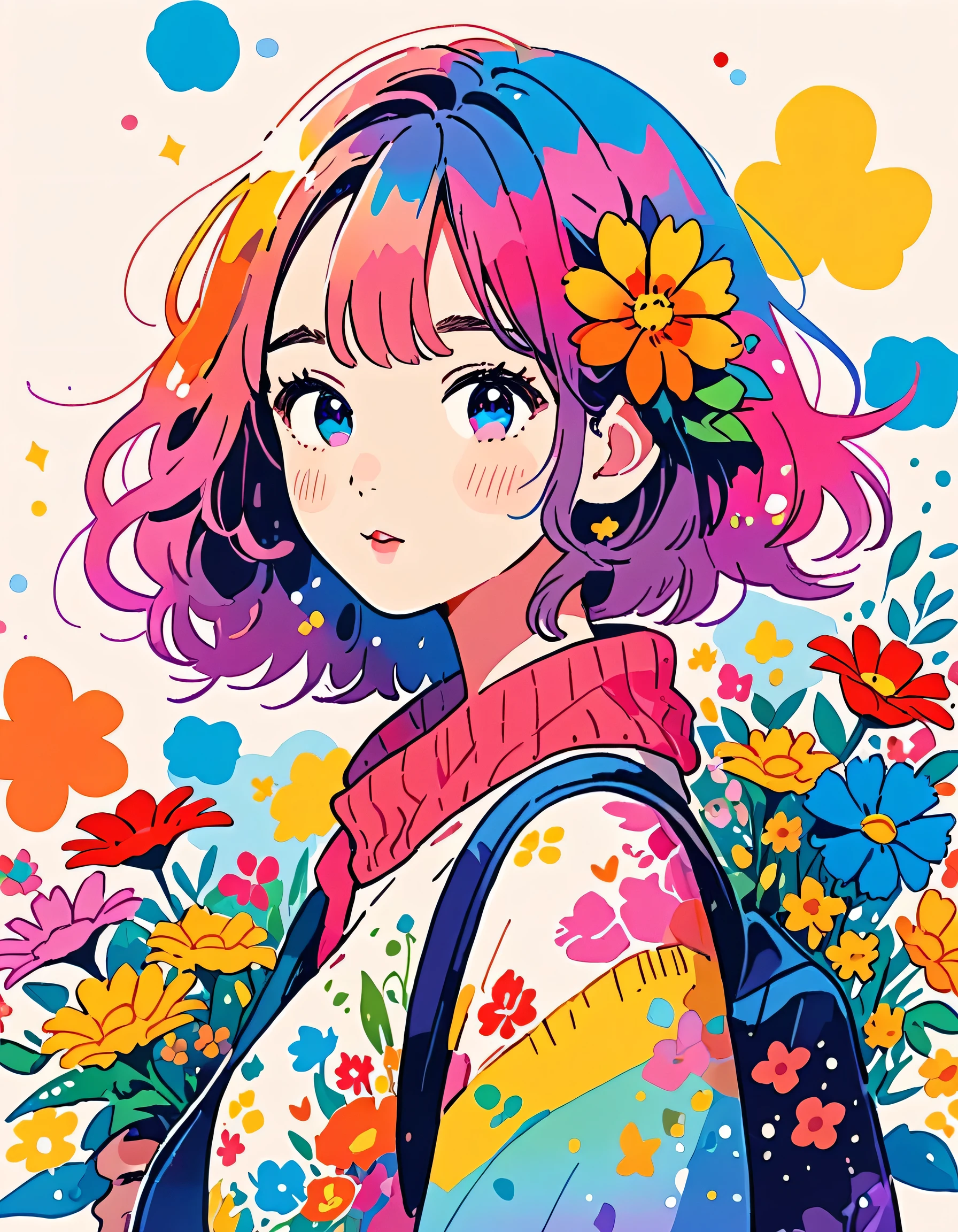 Micho Style、(((stylish fashion))), 8K Quality、Intense watercolor, Detailed watercolor art, Watercolor splash, Surreal, avant-garde pop art, Beautiful and expressive paintings, Beautiful artwork illustration, Very colorful tones, wonderful, Cool beauty, highest quality、Official Art, Vector art, Stylish design, (((The most beautiful girl))), (((highest quality))), HDR, ((detailed)), (((Doodle Art)), ((masterpiece)), ((Super detailed)), (((Colorful flowers))),(((Stylish)))