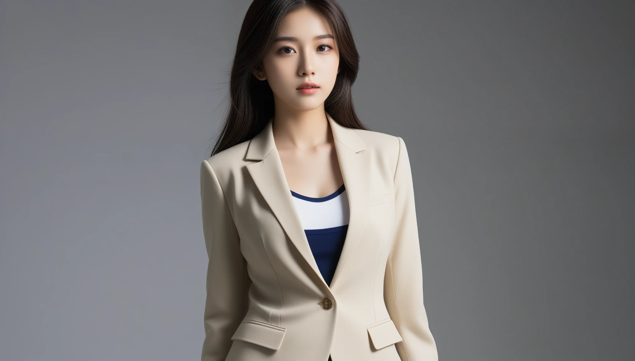 8k, Ultra-high resolution, highest quality, masterpiece, Surreal, photograph, 1 girl, (:1.3), pretty girl, Cute Face, Beautiful eyes in every detail, 細かくdetailedに,masterpiece,Japan Female Announcer,（((Japan High School Girl  Uniform))）、フィルムポートレートphotograph、One Girl、16 years old,Exposs、Straight long hair、Calm、Upper Body 、(Realistic detailedd eyes、Natural skin texture、Realistic facial details)、Soft and dramatic lighting、Depth of written boundary、Vivid details、detailed、Surreal、Light and shadow,Pop Art,Bob Cut Hair, Dynamic pose、 Sexy pose、See through 、Looking at the audience、beauty,Long neck、Laugh a little、Please close your mouth and laugh、(((Ideal body type))),A-cup small breasts :2,、Portraiture:2、Perfect Anatomy、鮮明なdetailed、detailed、Surreal、Light and shadow,Strong light,Fashion magazine cover,Thin lips