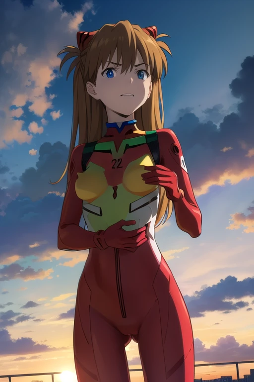 ((NSFW))show off nipple,,open breast,Shy laugh,Crying,Sugar Angle, Asuka Langley Soryu, (Soryu Asuka Langley:1.2), Long Hair, bangs, blue eyes, Brown Hair, hair ornaments,胸を隠す
break bodysuit, Pilot Suit, Plug Suit, (Red bodysuit:1.5), Interface Headset,
break outdoors, city, null, cloud, sun,
break looking at viewer, (Cowboy Shot:1.5),
break (masterpiece:1.2), highest quality, High resolution, unity 8k wallpaper, (figure:0.8), (Beautiful fine details:1.6), Highly detailed face, Perfect lighting, Highly detailed CG, (Perfect hands, Perfect ???????),
