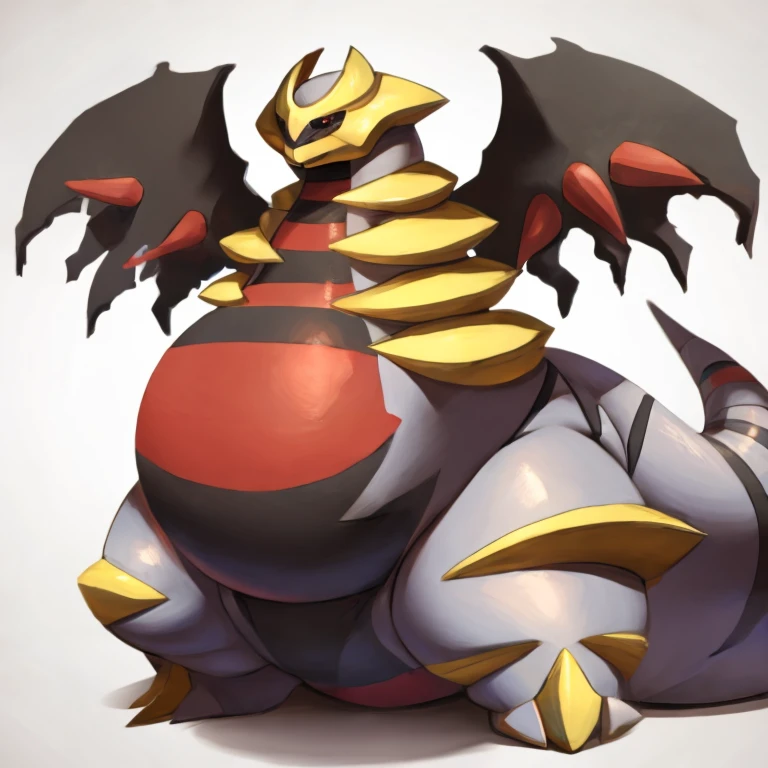 Pokemon obese giratina ,huge belly, full belly,, thick thighs, 