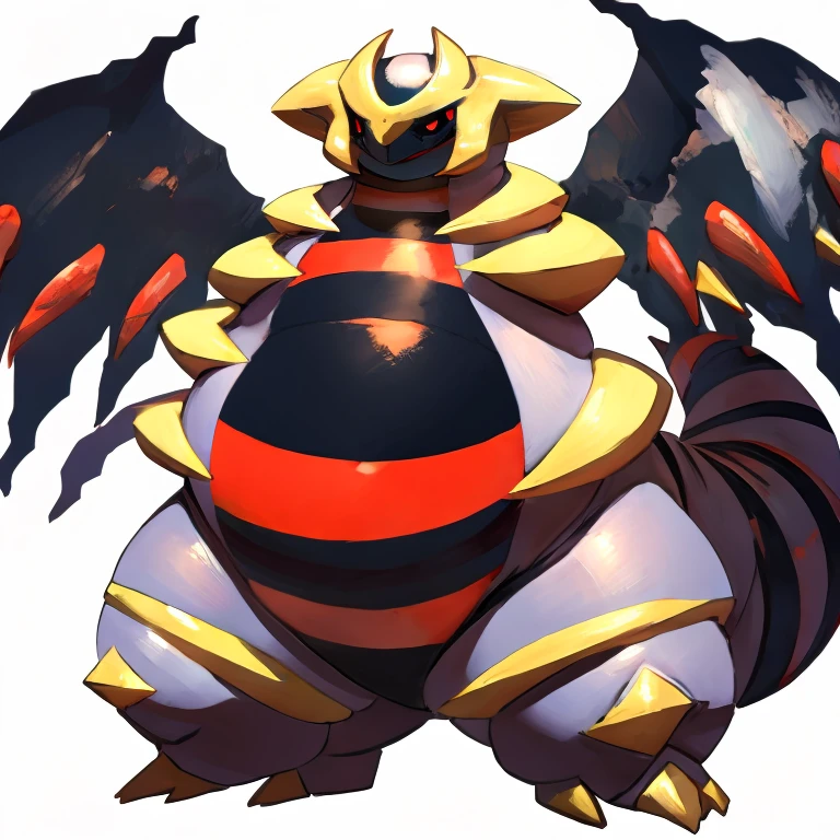 Pokemon obese giratina ,huge belly, full belly,, thick thighs,