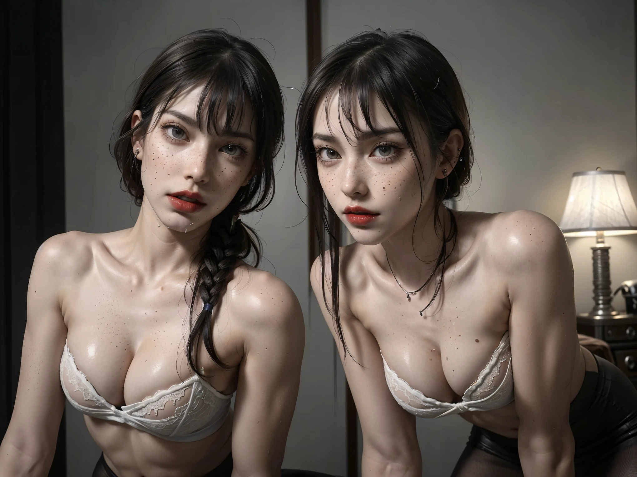 the women want to crush your tiny body with their asses, perfect tight butt, black hair, intense slutty transparent clothes, perfect legs and skinny thighs, tight wet pussy, white dripping cum, ((Perfect eyes and face)), ((closed wet full lips)), ((perfect hands and fingers)), ((( a lot of white cum is dripping out of her pussy))), ((she has a very skinny and toned strong body)), ((makeup)), ((freckles)), ((perfect eyebrows)), ((sharper edges)), ((perfect scary grey eyes)), perfect intimidating face, slut, sadistic, predatory, better detail on her skin, perfect face and strong jawline, perfect full wet lips, sadistic atmosphere, wet sweaty skin, more detail, beautiful intimidating grey eyes, ((beautiful horror)), better lighting, more toned muscles, perfect detail on her intimidating eyes, very tight underwear, ((tight pussy)), (((tighter clothing))), slutty, intense, perfect detail, tight and sexy, ((piercings)), better detail on her bellybutton, skinny, skinny and strong, more skin showing, intense, slutty, freckles, long skinny perfect legs, scary and intense, super sluts, domination, mistress, femdom, future, helpless, powerless, giantess