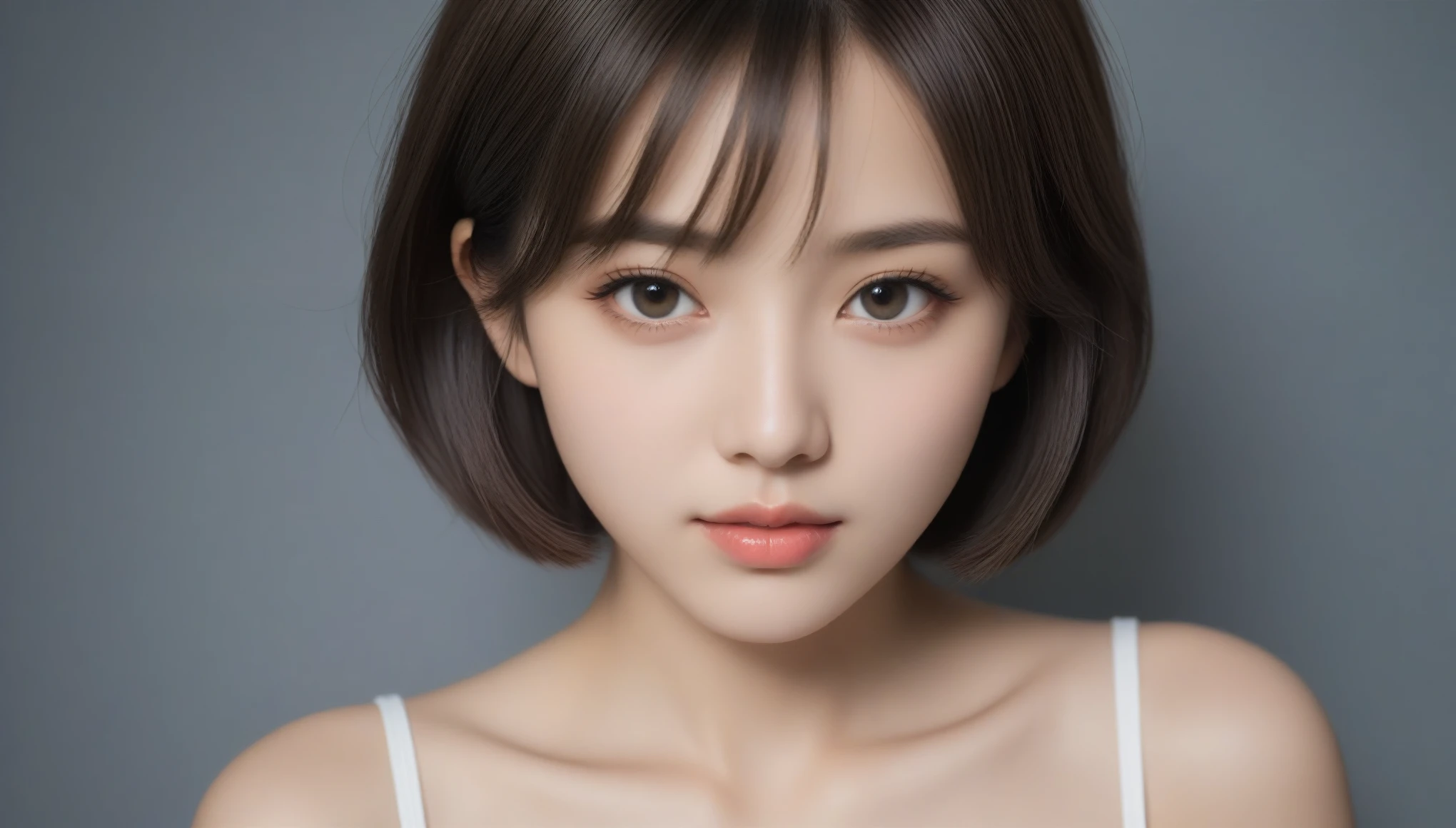 8k, 超High resolution, highest quality, masterpiece, Surreal, photograph, 1 girl, (16 years old:1.3), cute女の子, cuteface, Beautiful eyes in every detail, 細かくdetailedに,masterpiece,Japan Female Announcer,(Gaziantep:1.5), close, masterpiece, highest quality, RAWphotograph, Realistic, face, Incredibly absurd, beautiful girl, cute, short hair, Depth of written boundary, High resolution, 超detailed, 細かくdetailedに, 非常にdetailed, 非常にdetailed eyes and face, Sharp pupils, Realistic students, Sharp focus, Cinema Lighting,Bob Cut Hair, Dynamic pose、 Sexy pose、See through 、Looking at the audience、beauty,Long neck、Laugh a little、Please close your mouth and laugh、(((Ideal body type))),A-cup small breasts :2,、Portraiture:2、Perfect Anatomy、鮮明なdetailed、detailed、Surreal、Light and shadow,Strong light,Fashion magazine cover,Thin lips