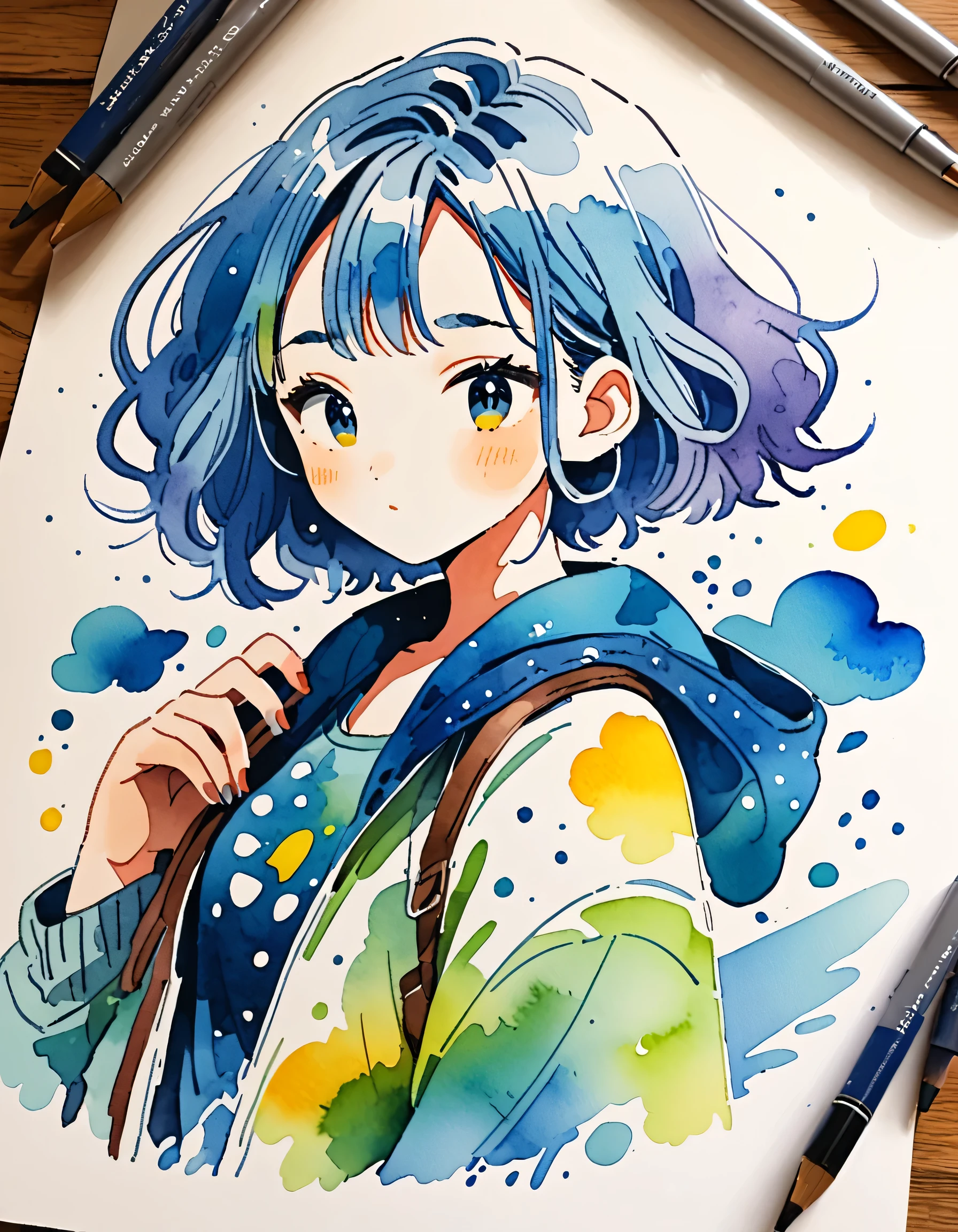 Micho Style、(((stylish fashion))), 8K Quality、Intense watercolor, Detailed watercolor art, Watercolor splash, Surreal, avant-garde pop art, Beautiful and expressive paintings, Beautiful artwork illustration, Very colorful tones, wonderful, Cool beauty, highest quality、Official Art, Vector art, Stylish design, (((The most beautiful girl))), (((highest quality))), HDR, ((detailed)), (((Doodle Art)), ((masterpiece)), ((Super detailed)), (((Stylish)))