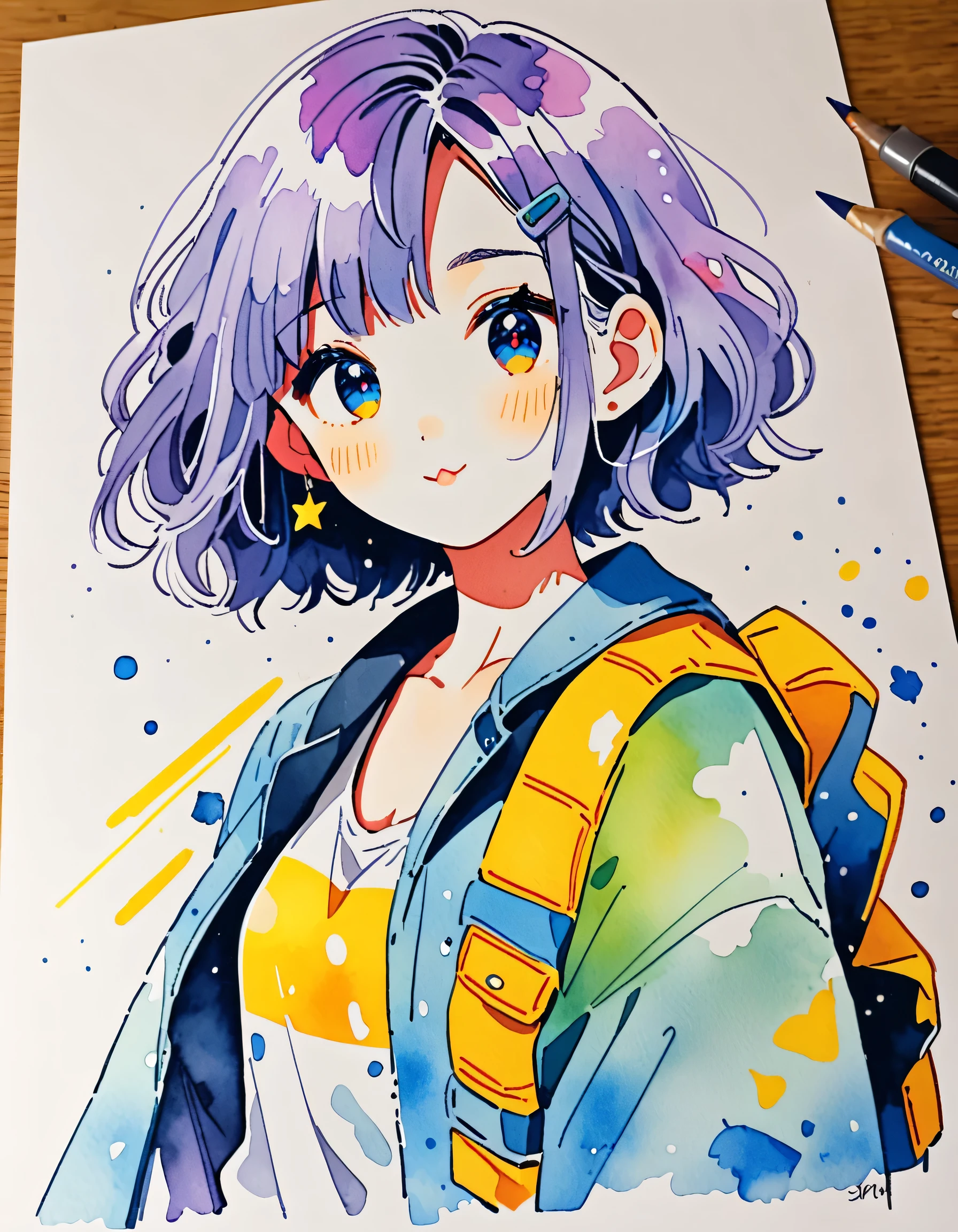Micho Style、(((stylish fashion))), 8K Quality、Intense watercolor, Detailed watercolor art, Watercolor splash, Surreal, avant-garde pop art, Beautiful and expressive paintings, Beautiful artwork illustration, Very colorful tones, wonderful, Cool beauty, highest quality、Official Art, Vector art, Stylish design, (((The most beautiful girl))), (((highest quality))), HDR, ((detailed)), (((Doodle Art)), ((masterpiece)), ((Super detailed)), (((Stylish)))