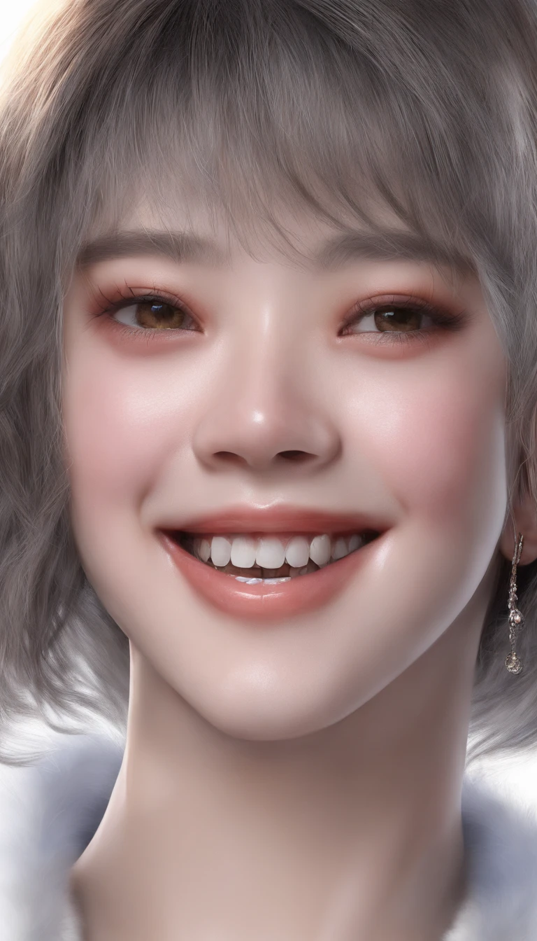 JK Pretty Girl，Jade Foot，Transparent white silk，When smiling, there is a pair of tiger teeth