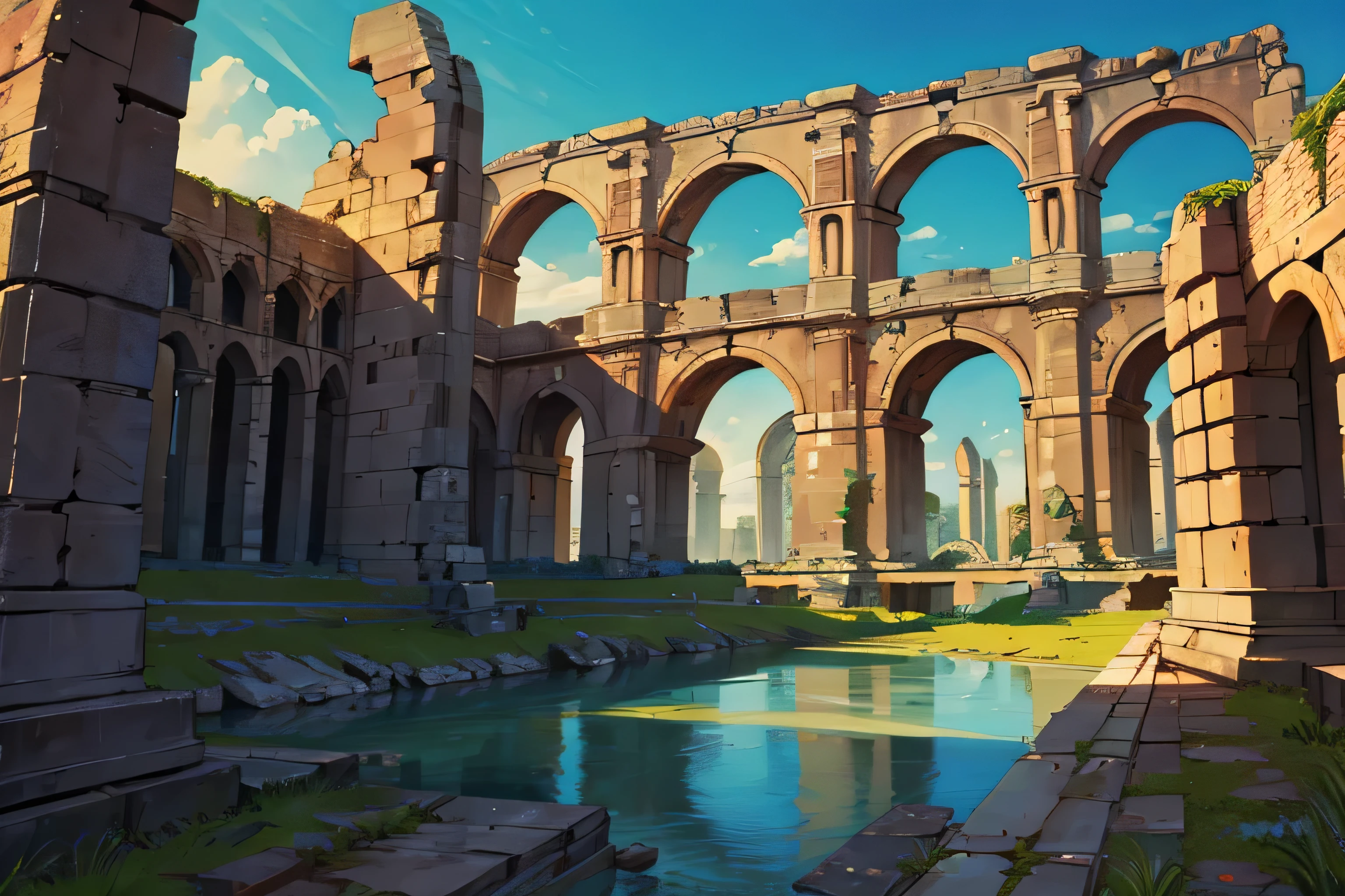 Ancient ruins, big bridge