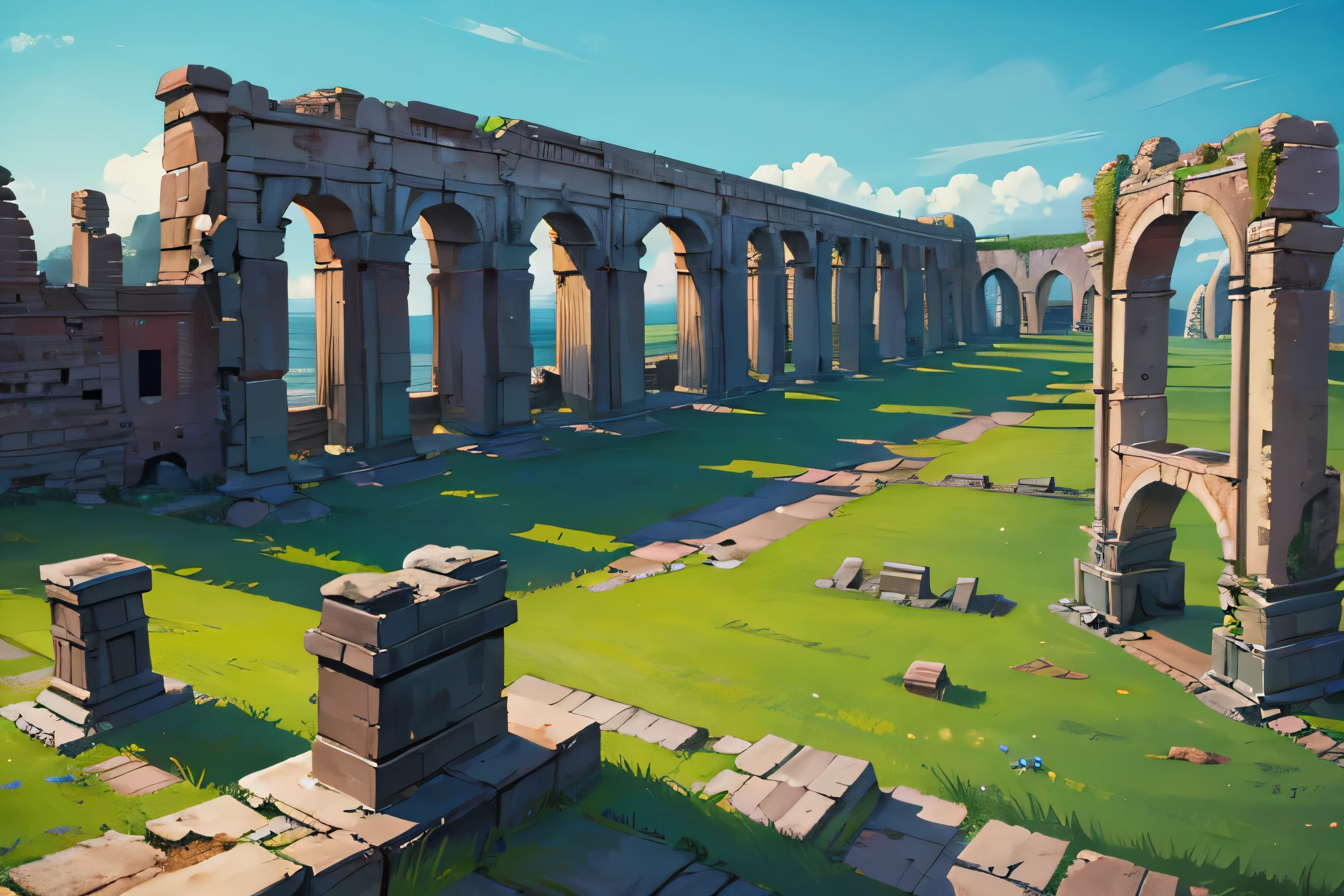 Ancient ruins, big bridge