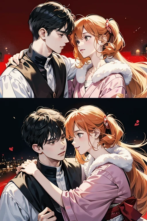 Comic Storyboard:1.8, comic strip, Comic Layout, Beloved manga storyboard, story of a loving couple, anime emoji theme pack, Hyper Hi-Vision, Japanese anime manga style, red background dark sky, 24K UHD.