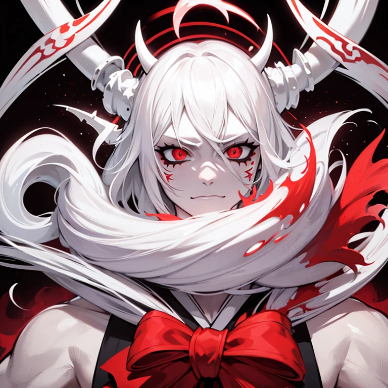 white hair, demon horns, heart-shaped eyes, torogao, anime, anime style, 8k, super detail, ccurate, best quality