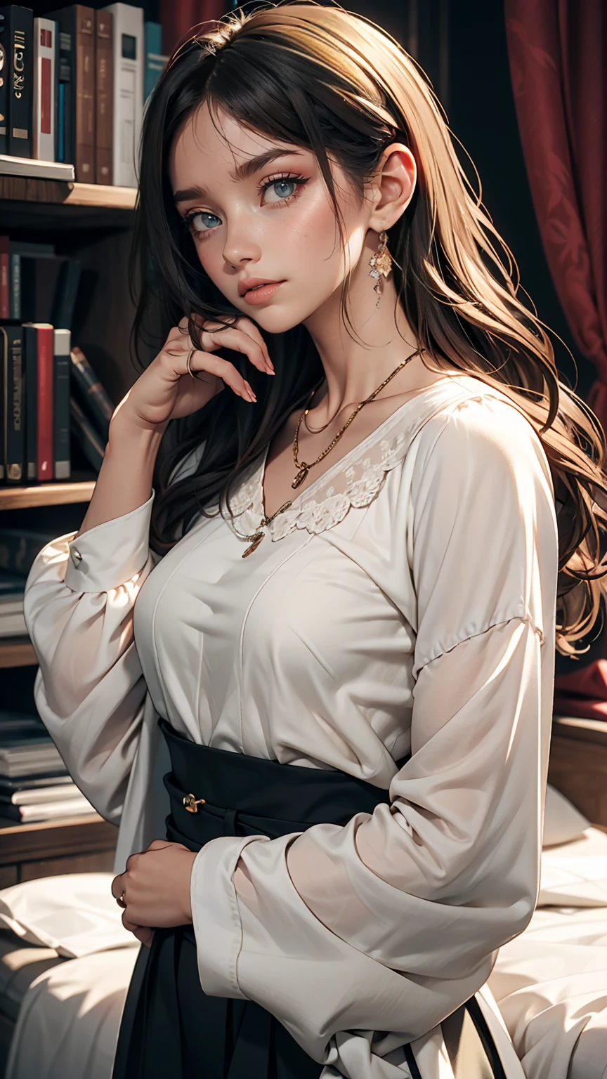 .I&#39;m in a stylish cafe with lots of windows.、Half-length photo of a pretty and attractive woman ::3 trends, Showing off her perfect figure、Modern, form-fitting clothing ::2 Canon 6D Mark II 85mm Lens（f）Photos taken at/ 4 and ISO 100 ::3 Glamour Shot, Award-winning photo, Sharp focus, Dynamic Lighting ::1