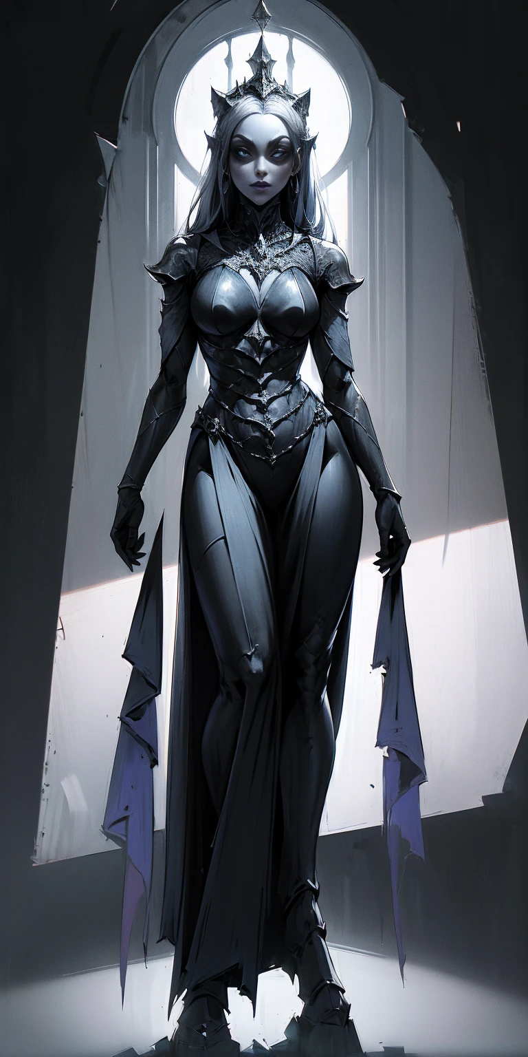  full body looking to viewer standing straight symmetrical against contrapposto