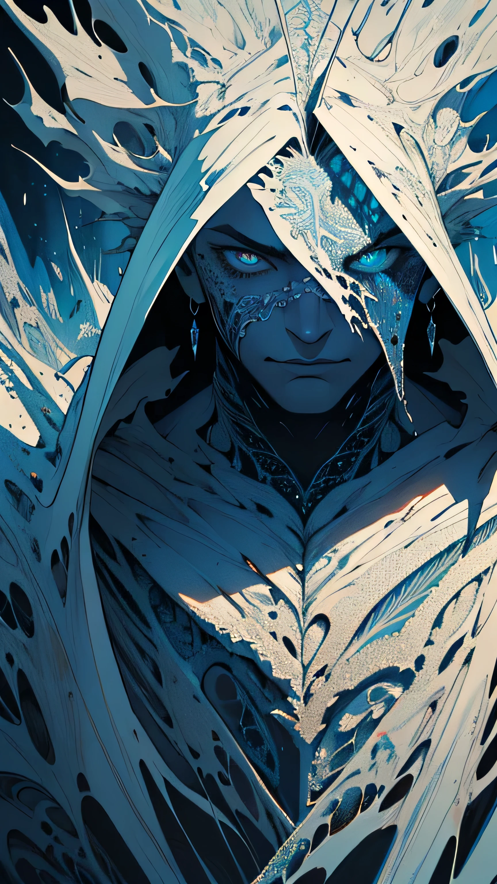 masterpiece, (absurdres, highres, ultra detailed), 1boy, muscular, facial hair, solo, extremely detailed eyes, (official art, beautiful and aesthetic:1.2), (dark art,erosion,fractal art :1.3), colorful, horror, highest detailed