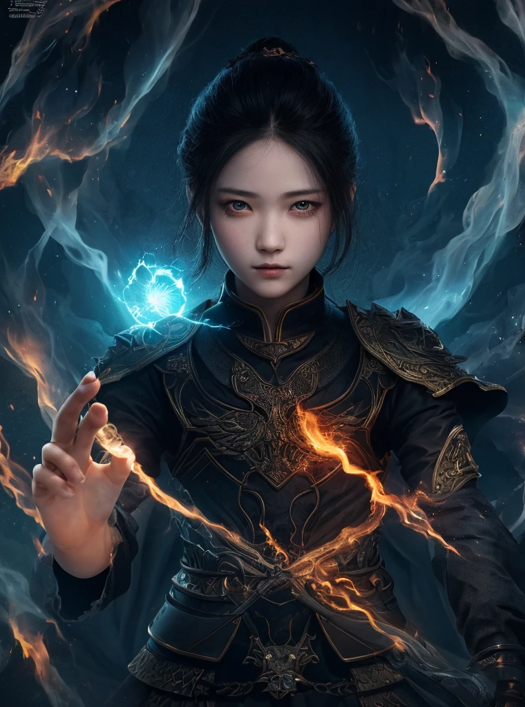 1 Girl,Solitary,masterpiece, best quality,fantasy,dark,shadow,
Face matters,the boy is important,the eyes are important,The character is the subject of the work,(Upper Body),
flame,ruins, spin magic,