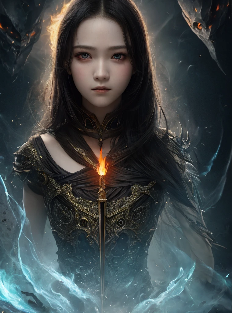 1 Girl,Solitary,masterpiece, best quality,fantasy,dark,shadow,
Face matters,the boy is important,the eyes are important,The character is the subject of the work,(Upper Body),
flame,ruins, spin magic,