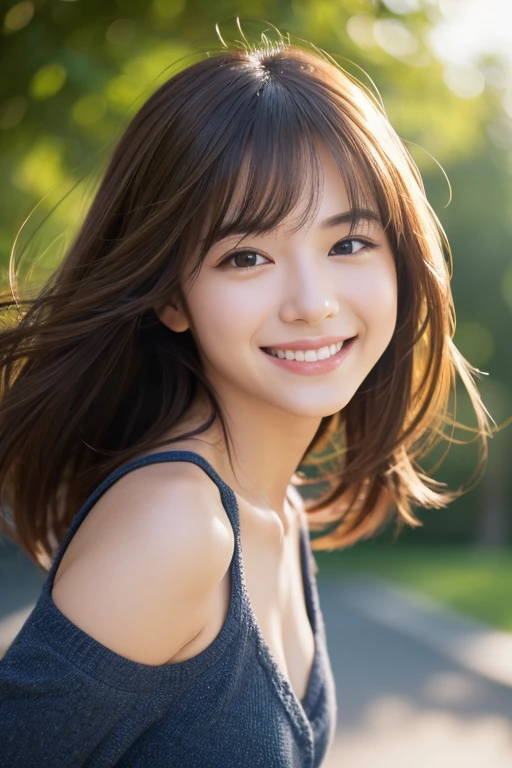floating hair, smile, light smile, depth of field, UHD, masterpiece, anatomically correct, best quality