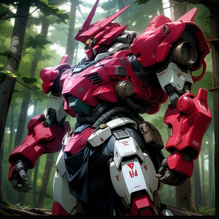 masterpiece, highest quality, Very detailed, 16k, Ultra-high resolution, Mobile Suit, Zaku, forest, Stand in the center