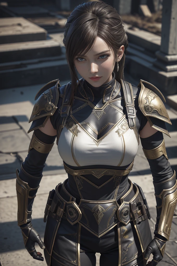 Game Art，Best picture quality，Maximum resolution，8K，(A bust photo)，(portrait:1.5)，(Head close-up)，(Rule of Thirds)，Unreal Engine 5 rendering works， (Future女孩)，(Female Warrior)， 
20-year-old girl，Eyes full of details，(Large Breasts)，Elegant and noble，indifferent，brave，
(A futuristic combat suit that combines the characteristics of ancient armor，Rune of Light，Rich in details、Metallic combat accessories)，Future，Cyberpunk Characters，

Photo poses，Simple background，light，Ray Tracing，Game CG，((3D Unreal Engine))，oc rendering reflection pattern
