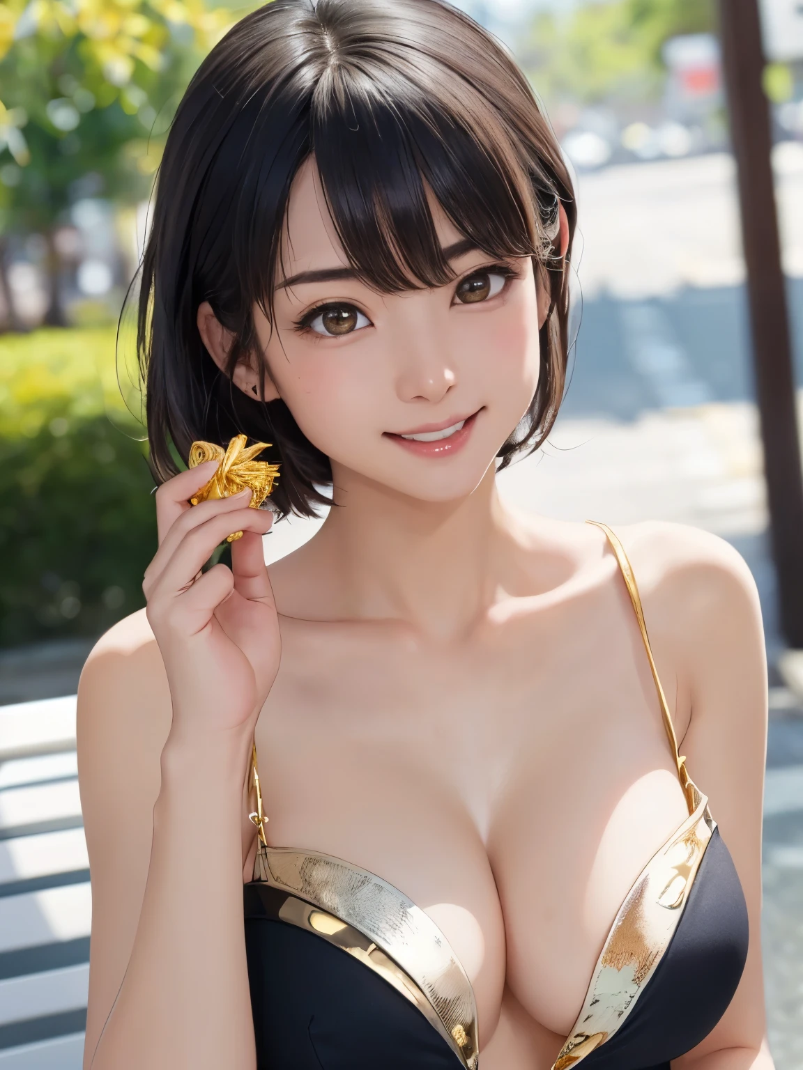 1 girl、highest quality、Realistic、alone、Written boundary depth、Natural soft light、Daytime、charm、Beautiful Face、Cleanliness、Pure Face、White skin、cute、short hair、prohibit、Beach、Light of the sun、Nedium Breast Body Esbian、((セーターを着たBeautiful Faceの黄金比 対称性のあるBeautiful Face、{huge|big|hugeな|Mega} chest:2, chestの谷間:2))、Long neck、Listen carefully、prohibitのあるきれいな短いボブヘア、Laugh with your mouth closed、Perfect hands指、Perfect hands、Perfect body、Perfect Face、Shine a light into your eyes、Perfect Anatomy:1.4、とてもcuteスーパーモデル:1.4