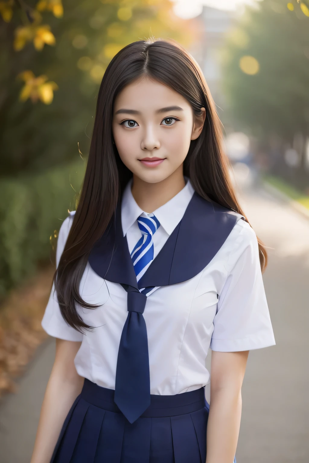 (Professional photos)、Beautiful school girl、Beautiful woman、Japanese、(masterpiece:1.6,16K High Resolution),A fascinating body that seems to burst、School、 school uniform、Emotional、Beautiful Skin、