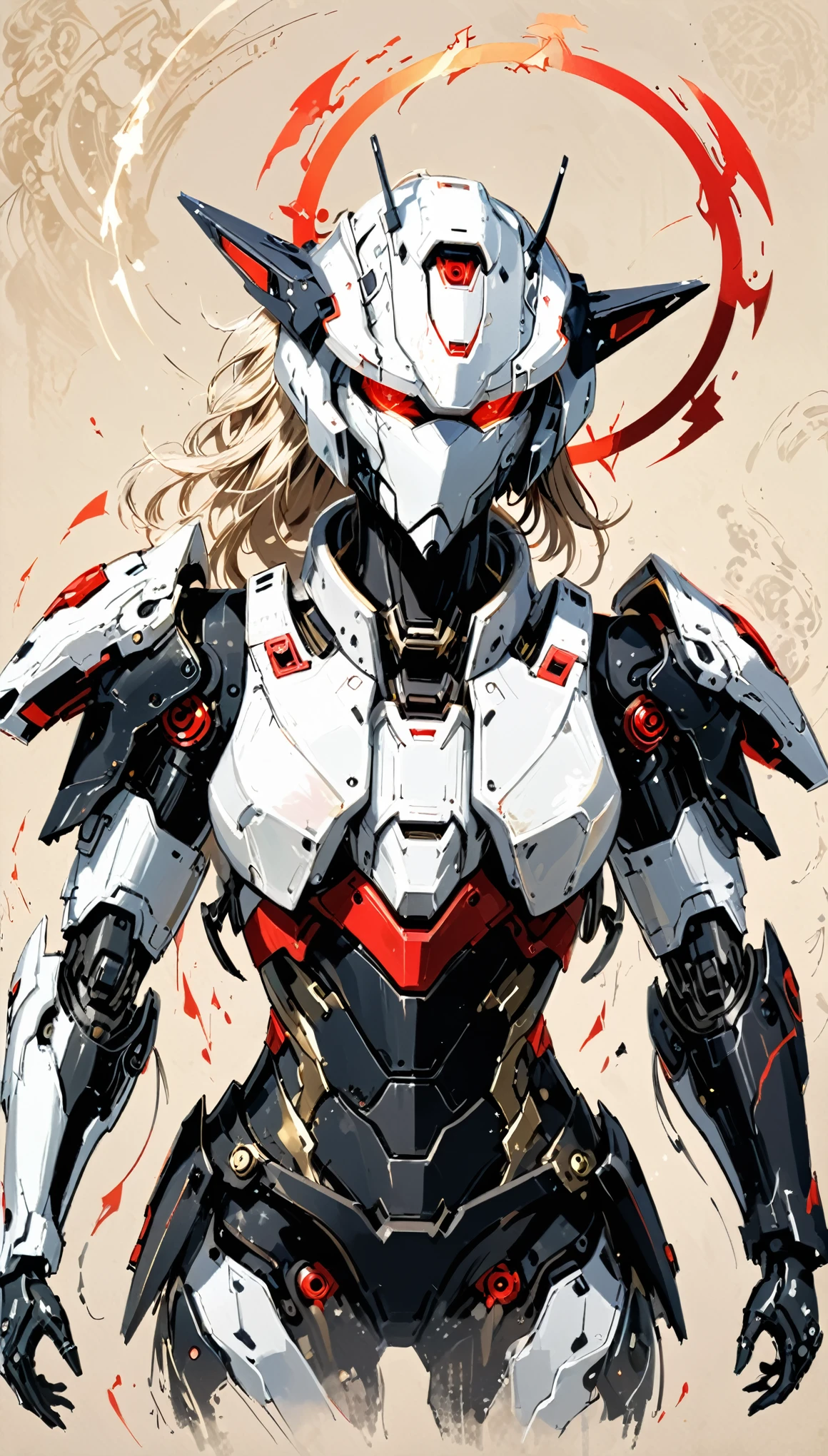 (in style of Benedick Bana,(in style of Ashley Wood:1.3),a close up of a female deity with a black and red biomechanical body,black and white void space,mix of magic and science,magic,science,black and red biomechanical details,
BREAK
silver tracing around some armor pieces,great character design,white biomechanical details,mecha,highly detailed exquisite art,intricate detail,no face,(halo of energy over his head:1.2),
(rough sketches:1.5),medium_shot,cowboy_shot,