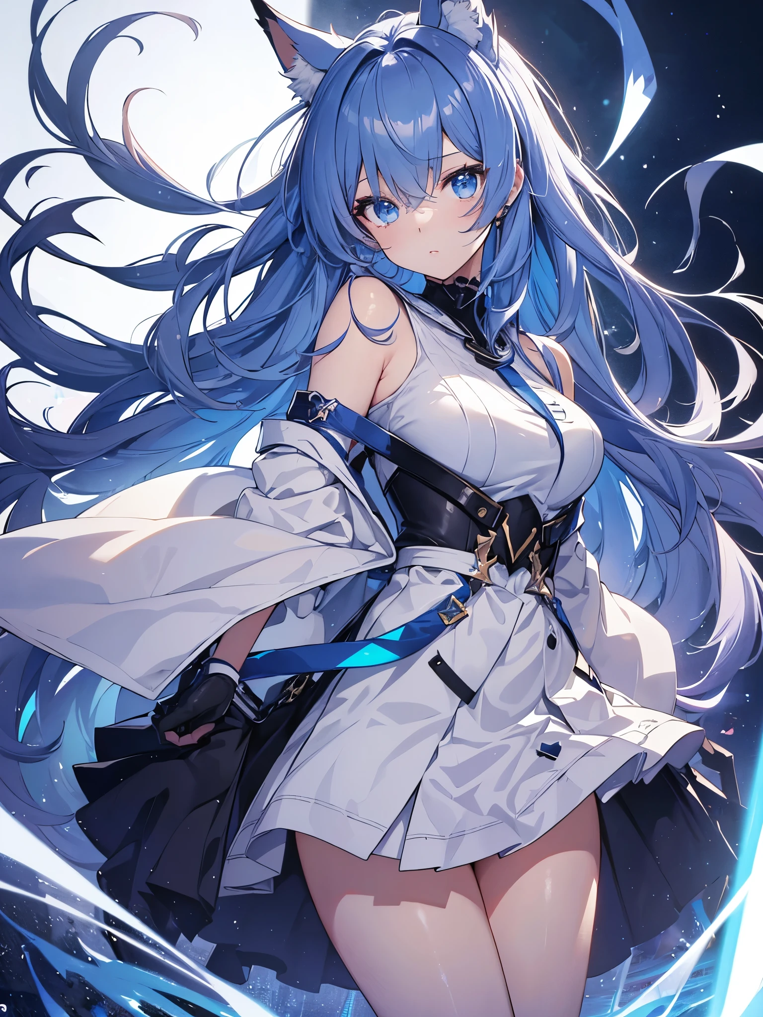 ((masterpiece))、((highest quality))、((Super Resolution))、(Very beautiful and detailed)、Official Art、Virtual YouTuber、8k、Very CGI、Game CG、icon、wallpaper、Sharp focus、Written in detail、Very simple background、Smooth anime CG art、Azur Lane Style、Girls Frontline Style、Cute Girl Anime Visual、photo shoot:1.55、Less exposure of the body:1.3、Close to the audience:1.3、View your viewers、The straight line distance between her and the viewer is 40cm..)、Light from above at an angle、Soft Light、one person:1.3、one personで:1.3、expensive、young woman、 Ideal body type、Perfect waist、Big Breasts、Bust 87、White skin、Bright makeup、Wolf Ears、High Ponytail、Dark blue hair、Hair that shines in natural light、Messy Hair、Ahoge、Long eyelashes、Clear bright blue eyes、Shining Eyes、Glowing Eyes、gray theme、A simple white t-shirt、Unbranded shirt、that was shiny、Size&#39;Does not fit、He is wearing an oversized T-shirt that stretches from his shoulders to his waist..:2.0、skirt、belt、No bra、No pants、No underwear、barefoot、blush、sexual excitement、that&#39;Difficulty breathing、Spoiled 、Shyness、Wet、Shortness of breath、sexy:1.3、sexyポーズを決める、very cute、AHE Face、Taunt、relax、Sitting on a very large soft cushion